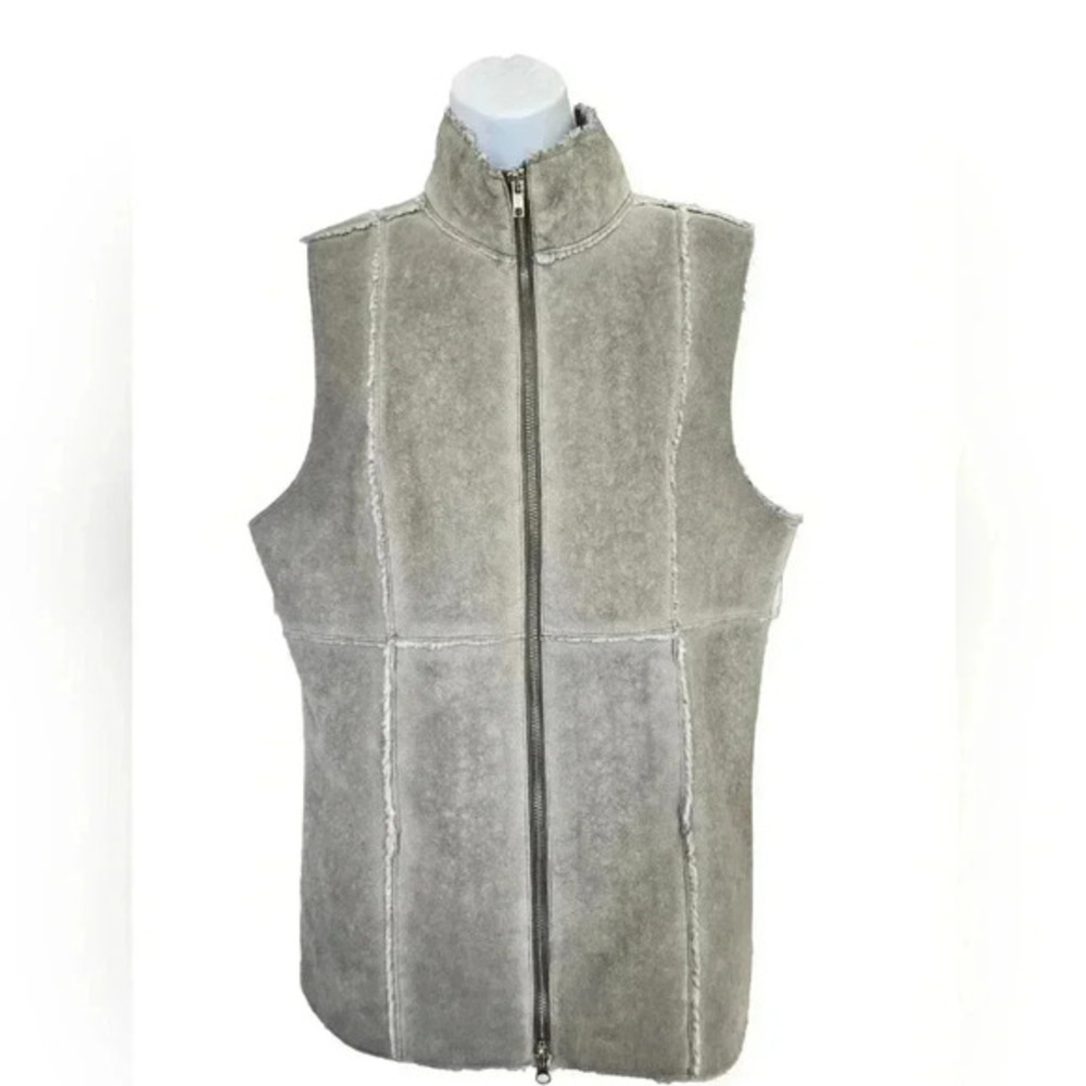 Johnny Was Pete & Greta Faux Shearling Vest Cream Zip Front Cozy Boho Jacket M